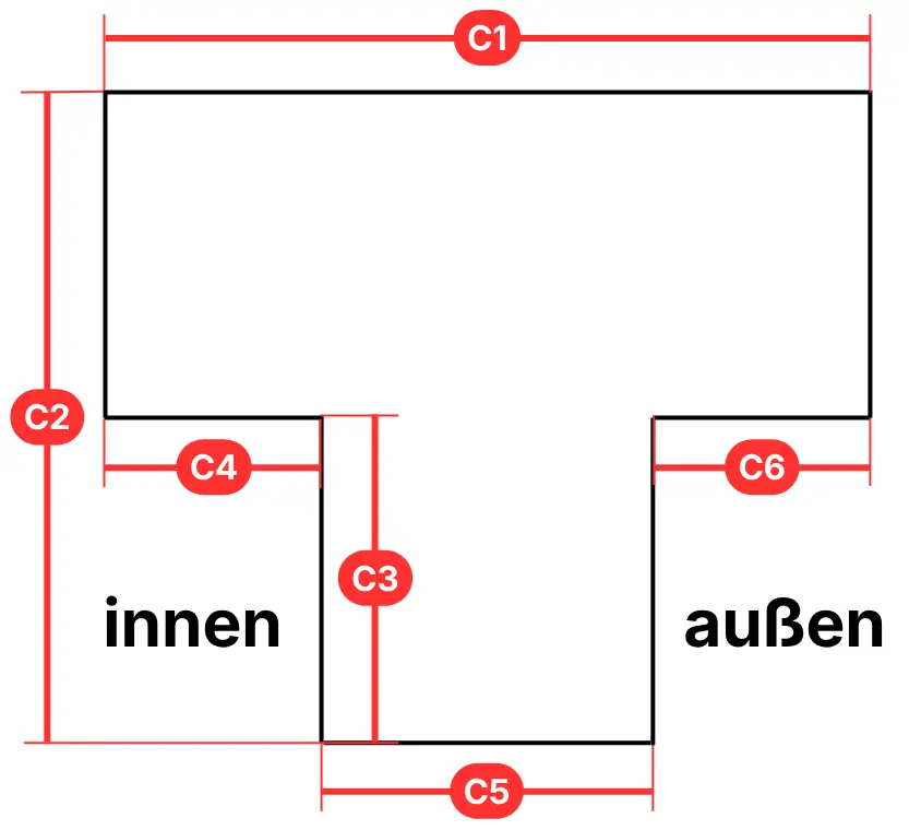 Holzbalkon – Maße Querschnitt, flacher Handlauf (A1, C2 etc.)